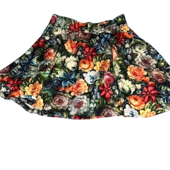 Floral A-Line Skater Skirt With Concealed Side Zipper Closure - Womens Size M - Picture 1 of 8